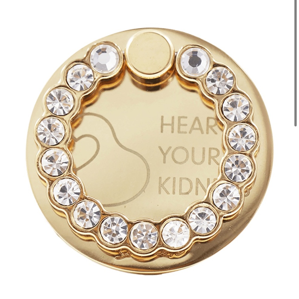 Sonix Gold Rhinestone Phone Ring “Heart Your Kidney”
